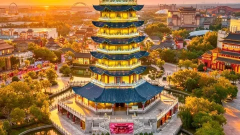 The ancient pagoda is beautifully lit up at night. ✨ — traveler post in Ningbo