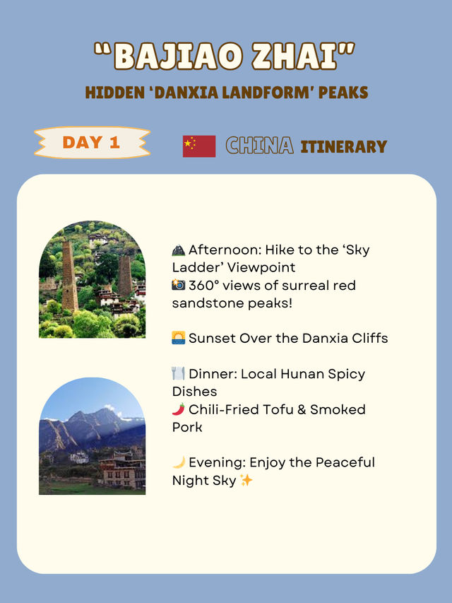Bajiao Zhai:  itinerary 