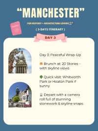 Manchester 3-days itinerary 🩵