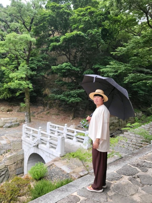 비오는날 수국을 볼수있는 남해 사찰