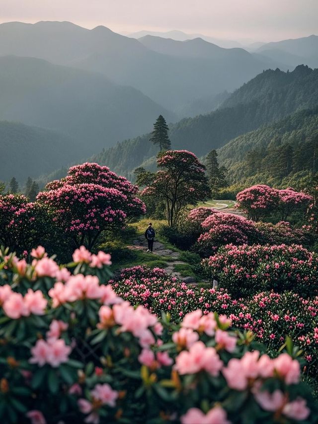 此時不同品種的杜鵑花競相開放