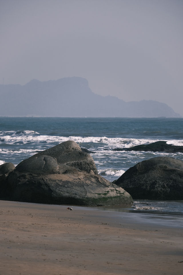 吳川冬天的海邊真的好美｜礁石｜日落｜趕海