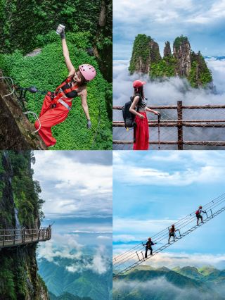 ロープウェイで雲の上を越える旅
