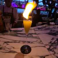 Sipping a drink at the top of Victoria Harbour