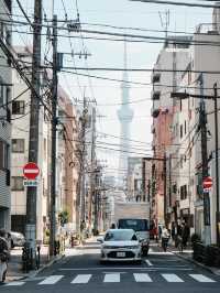 Tokyo Skytree ในมุมมองที่แตกต่างระหว่างการเดินเท้า