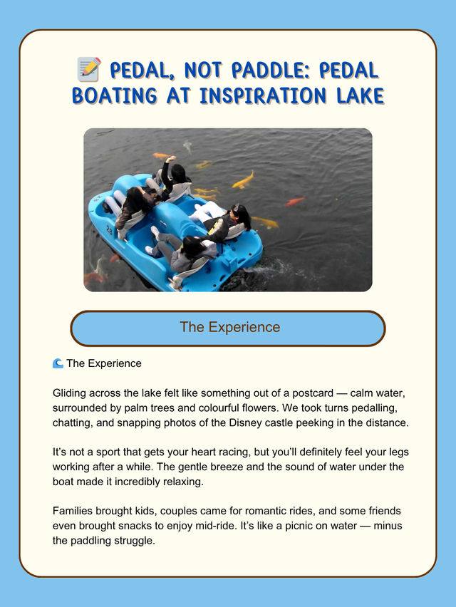 📝 Pedal, Not Paddle: Pedal Boating at Inspiration Lake