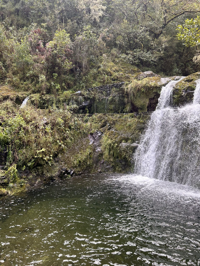 Crossing a waterfall 