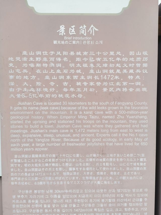 【安徽滁州】風陽縣 韭山洞自駕遊