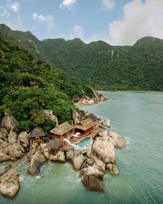 Lying in the mountains and sea of Six Senses Ninh Van Bay