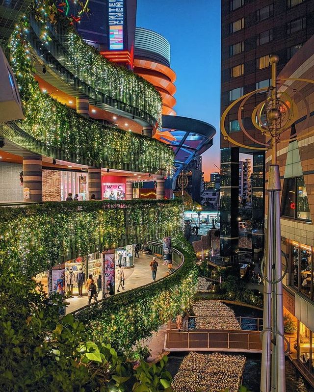 An outdoors shopping mall, but actual indoors