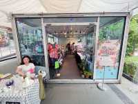 Hidden food and art market in a hipster district