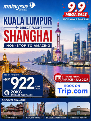Kuala Lumpur ✈️ Shanghai — 9.9 Deal with Malaysia Airlines
