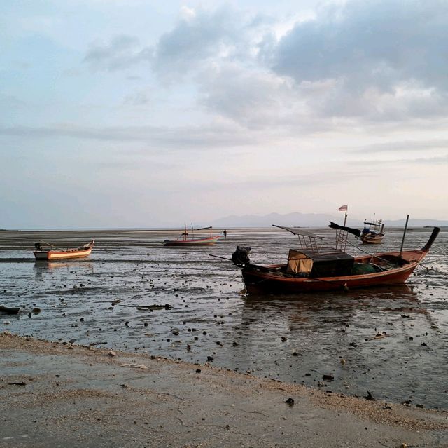 Sunset at Pak Bara beach in Satun Province