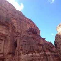 Ancient city carved into the red rocks 