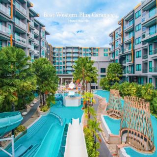 Amazing beachfront accommodation in Hua Hin with a water park in the middle of the accommodation.