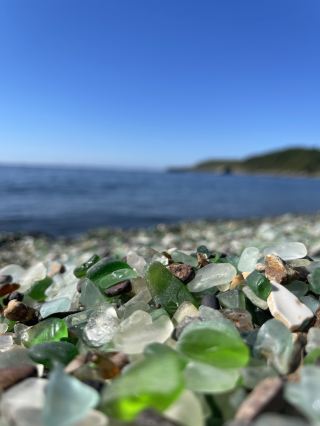 A unique beach with glass instead of sand.