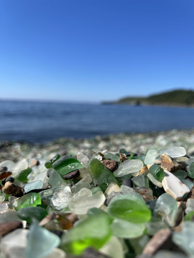 A unique beach with glass instead of sand.