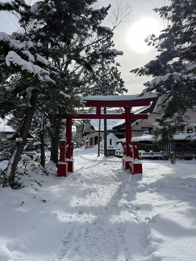 冬日雪景中的善之鳥神社：青森的靜謐之美