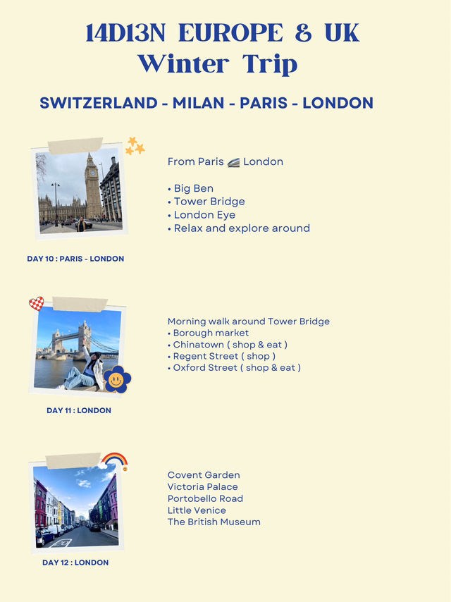 14D13N Europe & London Adventure 🇨🇭🇮🇹🇫🇷🇬🇧