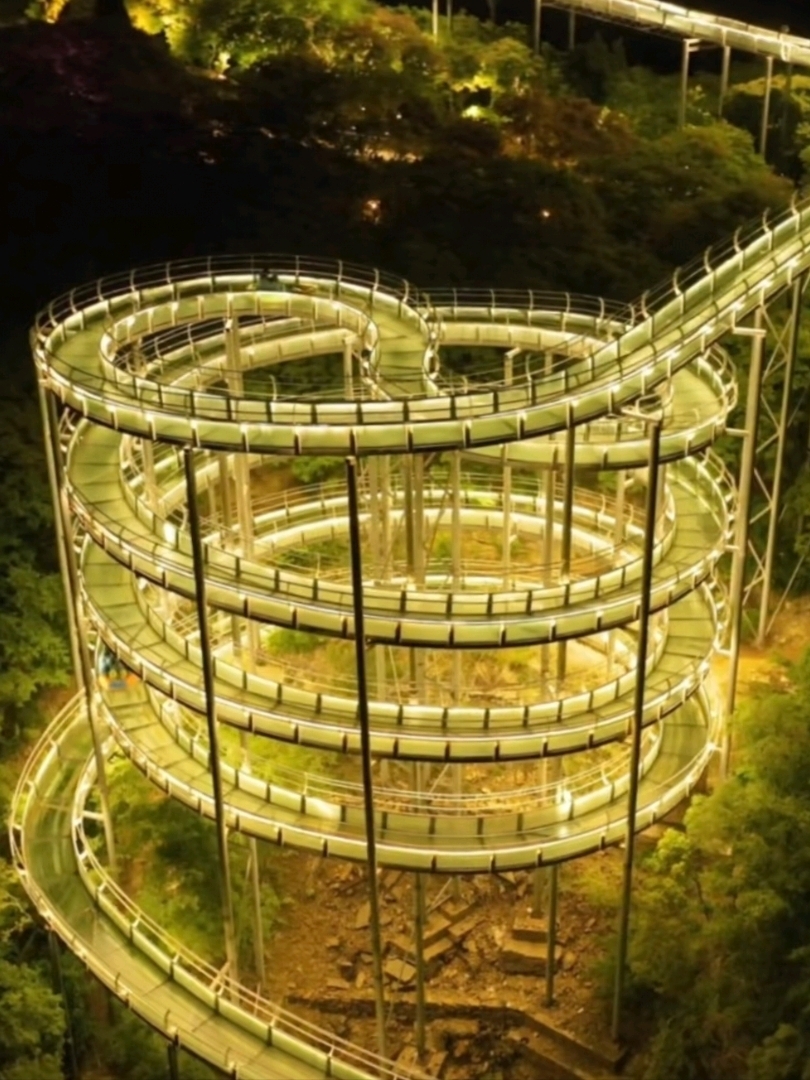 Ancient village transforms into a fantasy land at night.