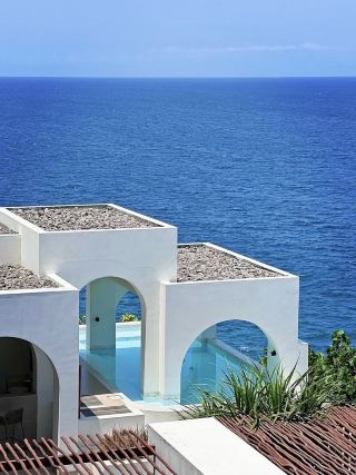 This isn't Santorini, Greece. This is Avia Villa Resort on Lombok Island, Indonesia!