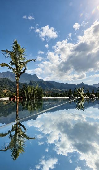 A stunning forest-themed guesthouse in Qingcheng Mountain offers a private hot spring bath, IMAX movie screenings, and a mountaintop café for ultimate romance!