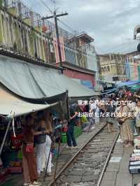 タイ🇹🇭バンコク近郊✨電車がスレスレ通る！🚃メークロン市場