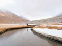 Along the way to PANGONG lake 🚌🌿❄️