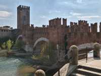 Historic castle in the heart of Verona with a medieval walking bridge