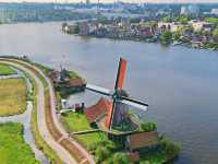 Double Orange Windmills in the Netherlands 🇳🇱