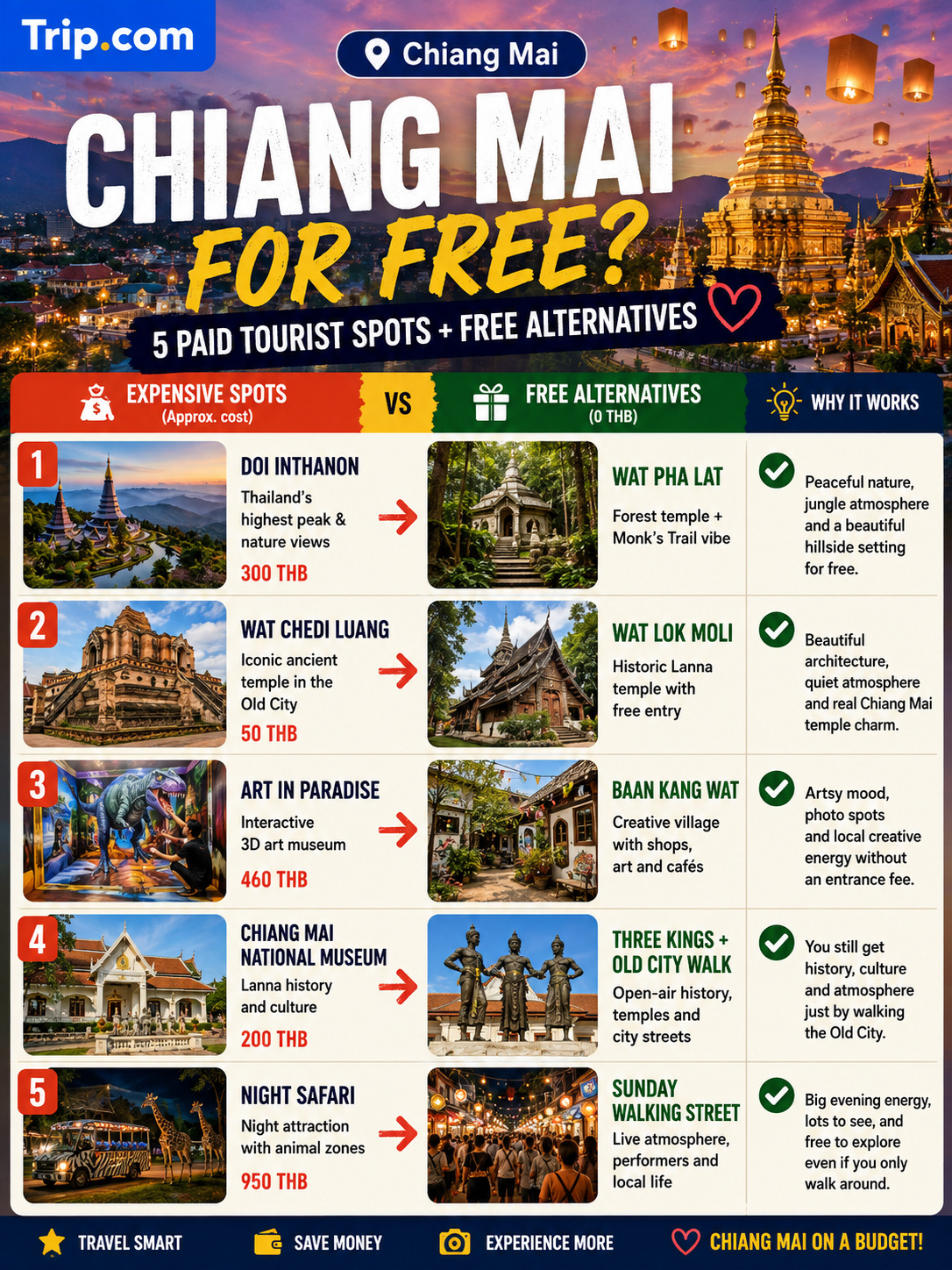 Chiang Mai on a Budget: Paid Spots vs Free Alternatives 🌿