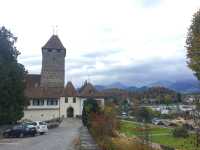 The small town of Spiez, Switzerland: met in the rainy morning