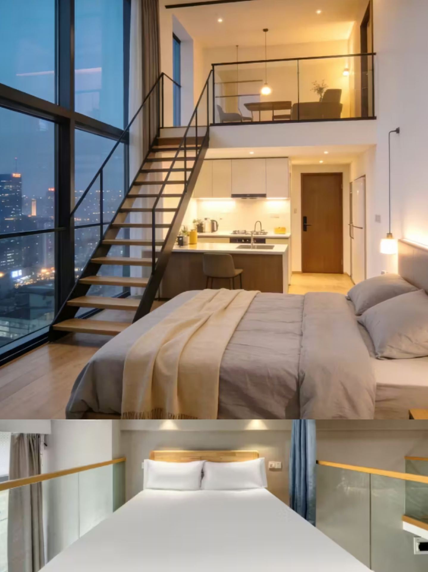Who can resist a sunlit duplex loft! Discover the hidden gem "Ziyuan·LUXURY LODGE" on your trip to Hangzhou. The creamy wooden style is gentle to the core, perfect for photos, binge-watching, and relaxing all in one place—couples and besties will fall in love instantly!

📍Prime location in the core area of West City, super convenient for travel and dining  
Just a 2-minute walk from Pingshui Street Station on Metro Line 5, right at the exit—no dragging luggage far  
Right downstairs is West City Intime City, covering milk tea, hotpot, Hangzhou cuisine, and snacks, with late-night food just a step away  
Metro directly connects to West Lake, Xixi Wetland, and Wulin Night Market, making sightseeing and commuting stress-free; free parking available nearby for self-driving guests

🏠 Duplex wooden creamy loft with an atmosphere that steals your heart  
High-ceiling duplex space, wooden furniture + soft light floor-to-ceiling windows, afternoon sunlight fills the entire room, full of healing vibes  
Private loft bedroom on the second floor with metal railings for safety, isolated from the noise downstairs, super quiet for sleeping  
The first-floor living room layout is ultra-comfortable: soft double sofa, vintage leather single chair, a full wall of floor-to-ceiling bookshelves  
Decorated with dried flowers, scented candles, and green plants, every snapshot looks like a Japanese-style healing masterpiece, no filter needed  
Panoramic floor-to-ceiling sliding doors provide excellent ventilation and lighting; watch the city sunset in the evening, the atmosphere is unbeatable

🎬 Full set of comfortable amenities, maximizing your travel happiness  
High-definition giant screen projector throughout the house, unlimited access to member movies, perfect for cozy sofa binge-watching at night  
Separate dry and wet bathroom, high-pressure shower, branded toiletries, and disposable supplies all provided  
Smart lighting system with adjustable soft and cool light, switch the mood at will  
Self-service washer-dryer combo, one-click cleaning and drying for dirty clothes after long trips  
24-hour online concierge, free check-in guidance and Hangzhou travel tips, super convenient luggage storage

Multiple loft types available: audio-visual king bed loft, double bestie loft, small family loft  
Perfect for couples’ dates, bestie trips, short travels, or solo relaxation  
No need to squeeze into expensive hotels by West Lake; affordable healing duplex apartments are here—staying here in Hangzhou is definitely the right choice!