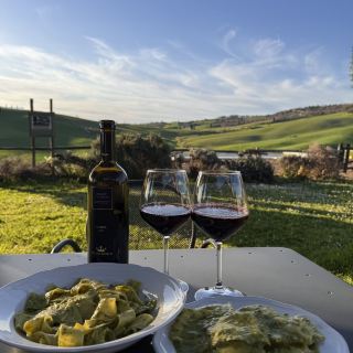 This place, Poggio Covili Farmhouse, is a vast green meadow.