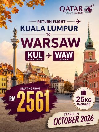 RM2561 Return Flight from Kuala Lumpur to Warsaw for Autumn 2026 🍂✈️