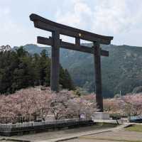 The landmark is a large torii, which is about 34 metres high.