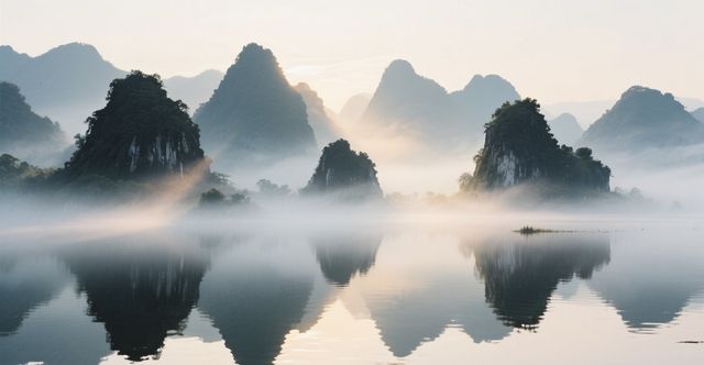 左江斜塔影，德天水簾煙
