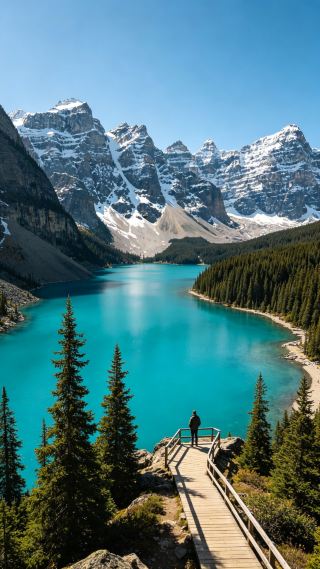 Snow-capped mountains and blue lakes, a view for the ages