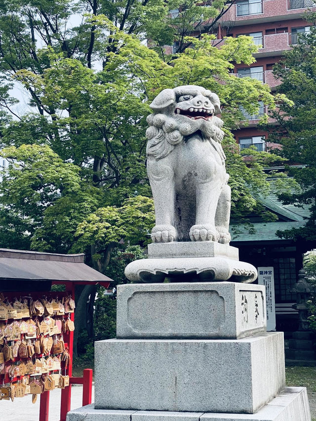 A serene and historic Shinto shrine located near Aomori Bay