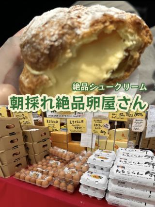 【長野】販售當天早上採摘的放養雞蛋的店。美味的奶油泡芙大受歡迎！