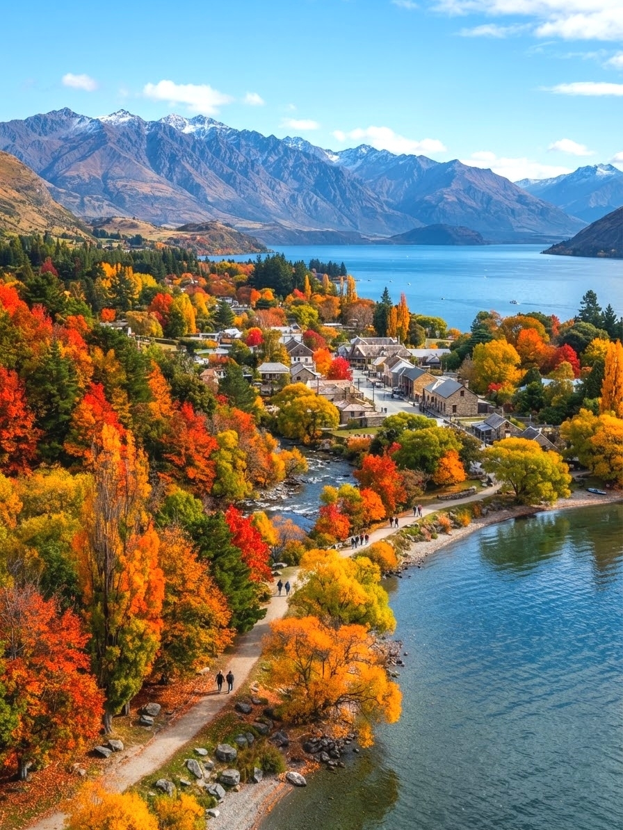 Every year from April to May, as autumn arrives in the Southern Hemisphere, Arrowtown and the shores of Lake Wakatipu near Queenstown, New Zealand, transform into vibrant natural oil paintings. A stroll.
