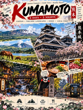 🇯🇵 Kumamoto in 6 Days: Castles, Mount Aso & Hidden Onsen Escapes ♨️