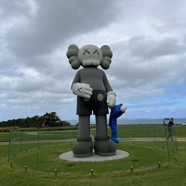 Beautiful sculpture in within a wine yard  