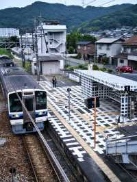 【岡山】アートプロジェクトの一環からできたモノクロの格子の無人駅🚉