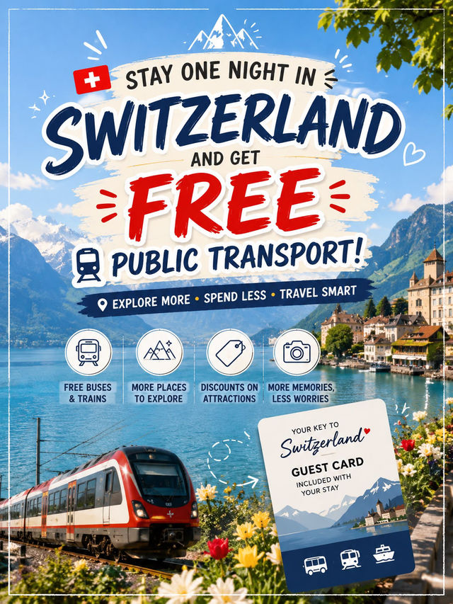 🇨🇭Stay one night in Switzerland and get FREE public transport