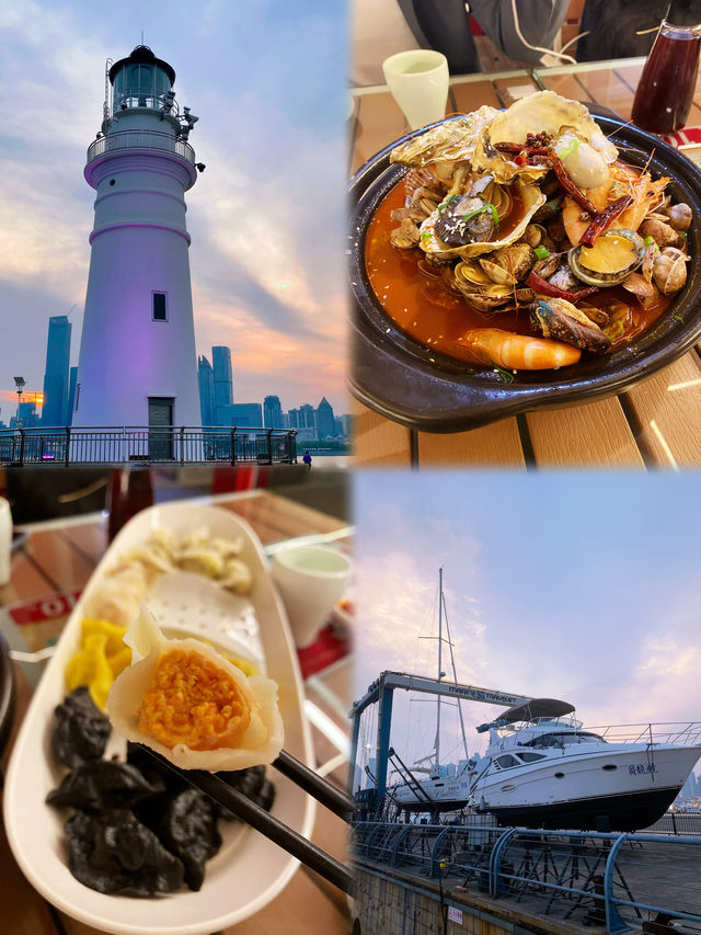 #青島#海濱浪漫，左手海鮮啤酒，右手咖啡蛋糕