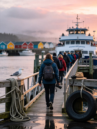 Whale watching peak season in July and August! Visit the colorful houseboats of Vancouver Island and Hatley Castle