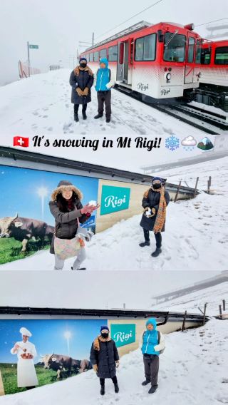🇨🇭 It's snowing in Mt Rigi! ❄️🌨️🏔️