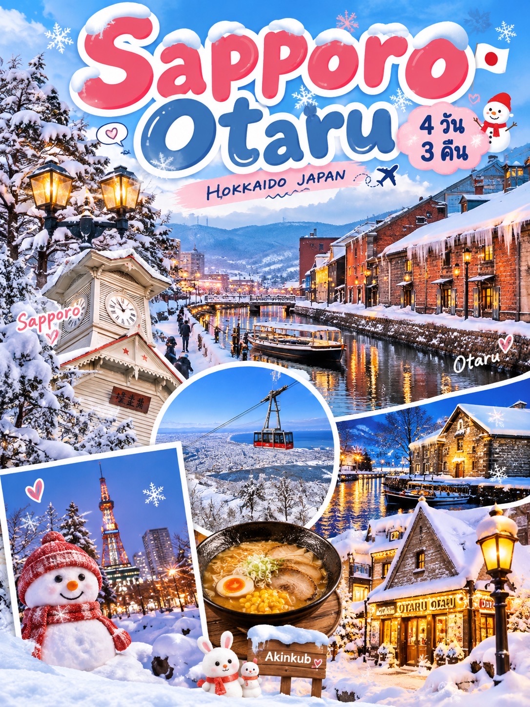 日本で雪景色を楽しむなら、のんびり巡る札幌・小樽4日間の旅がおすすめ。