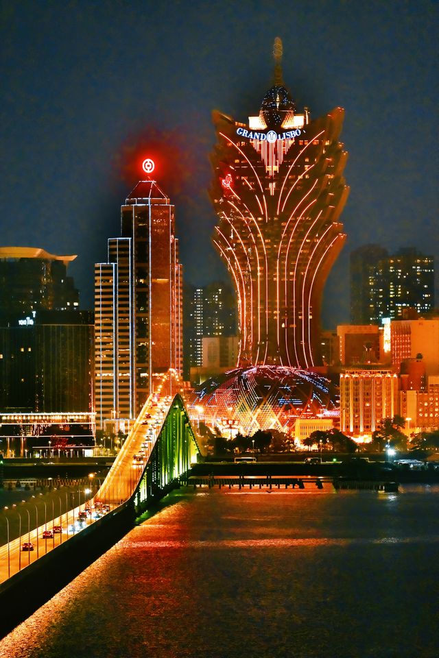 在澳門拍到了財富大道這個機位夜景絕了！